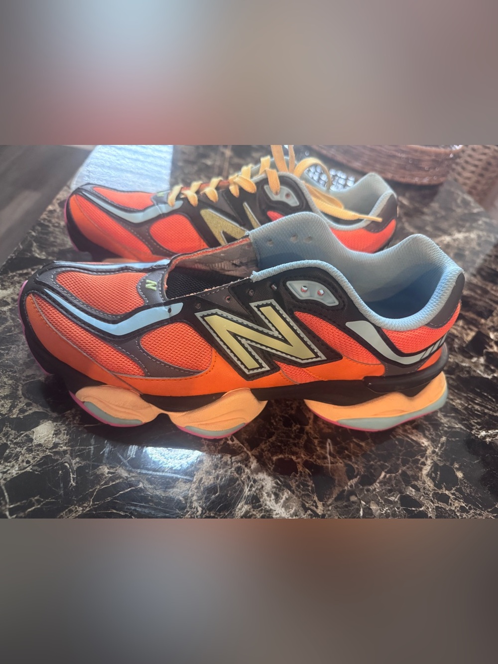 New Balance Kids Orange and Gray Athletic Sneakers